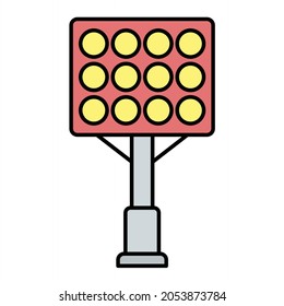  Diseño del icono de contorno relleno de luces del estadio vector
