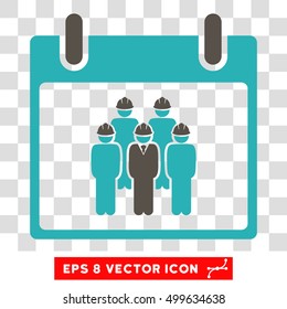 Vector Staff Calendar Day EPS vector icon. Illustration style is flat iconic bicolor grey and cyan symbol on a transparent background.