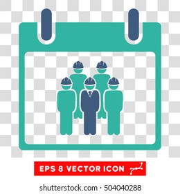 Vector Staff Calendar Day EPS vector pictogram. Illustration style is flat iconic bicolor cobalt and cyan symbol on a transparent background.