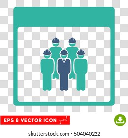 Vector Staff Calendar Page EPS vector icon. Illustration style is flat iconic bicolor cobalt and cyan symbol on a transparent background.