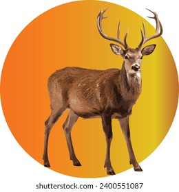 vector stag with orange gradient circle background