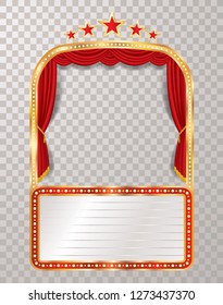 vector stage with five stars and blank billboard - Vector illustration