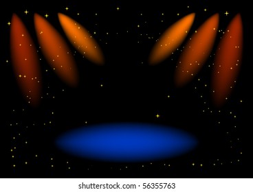 Vector stage lights on black background.