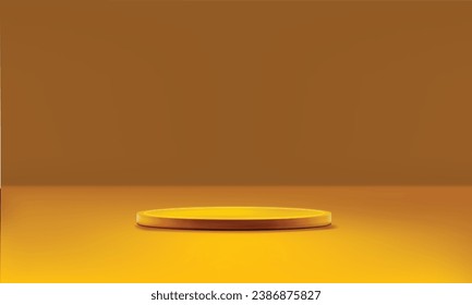 Vector stage podium with lighting stage podium scene with for award ceremony on yellowbackground.