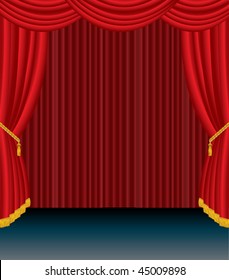 vector stage with red curtain