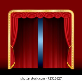 Vector Red Blank Banner On Stage Stock Vector (royalty Free) 104045429