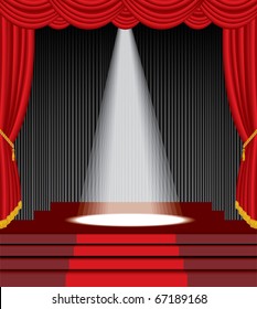 vector stage with stairs and one white spot light