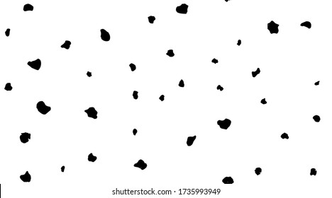Vector Stain. Gota Sucia. Placa De Piel Sin Palidez. Textura divertida sin inconvenientes. Bolsa de impresión africana. Efecto Animal blanco. Textura de guepardo. Suciedad animal. Tinta aislada. Punto de líquido negro. Patrón de pintura dálmata