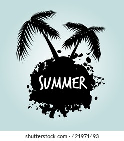 Vector stain with palm trees. Summer icon