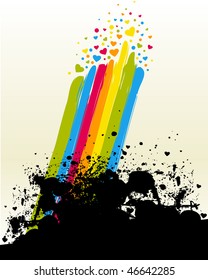 vector of stain, rainbow and hearts