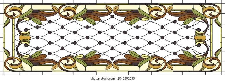 Vector stained glass ceiling pattern. Rectangular pattern for carpet, window. Classic drawing of Ancient Greece, Roman Empire.
