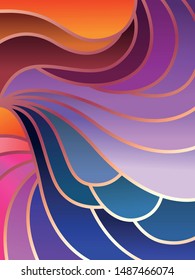 Vector Stained Glass Style Background, Bright Color Gradients Pattern