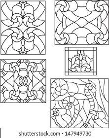 Vector stained glass window with ocean waves