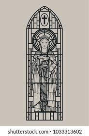 Vector Stained Glass Window The Vigrin Mary Silhouette