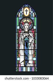 Vector Stained Glass Window The Virgin Mary