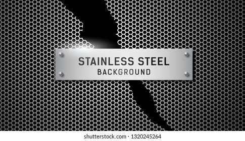 Vector Stainless steel torn on black background. illustration