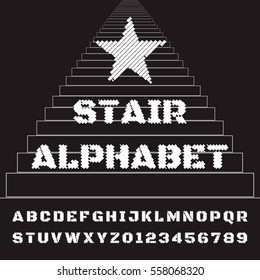 Vector stair font. Stair alphabet.