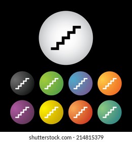 vector staircase button icon set  