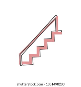 Vektortreppe Symbol-Cartoon-Stil auf weißem, isoliertem Hintergrund.