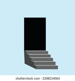 
escaleras vectoriales y puertas con fondo plano. diseño plano