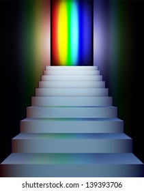 vector stairs going up to rainbow colors,eps10 file, gradient mesh and transparency used, raster version available