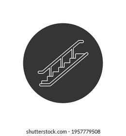 Vector stairs line white icon in flat style