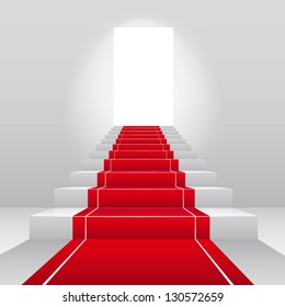 Vector Stairs with red velvet carpet.