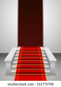 Vector stairs with red velvet carpet.