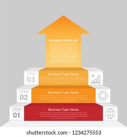 Vector stairs and Target infographic. Template for diagram, graph, presentation and chart. Business infographics startup concept with 3 options, parts, steps or processes. Abstract background. and Tar