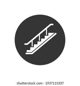 Vector stairs white icon in flat style
