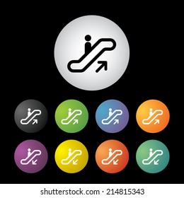 vector stairway button icon set  
