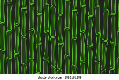 Vector Stalks of Bamboo. Tropical Pattern. Abstract Background of Bamboo Silhouettes in Asian Style. Vector Bamboo for Wallpaper, Textile, Tablecloth, Packaging, Fabric, Wrapping. Stalks of Trees.