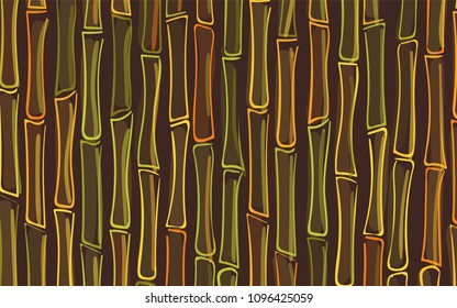 Vector Stalks of Bamboo. Tropical Pattern. Abstract Background of Bamboo Silhouettes in Asian Style. Vector Bamboo for Wallpaper, Textile, Tablecloth, Packaging, Fabric, Wrapping. Stalks of Trees.
