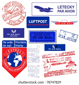 Vector stamp AIR MAIL set