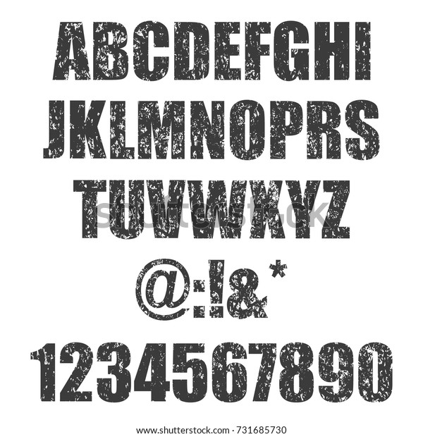すべての文字と数字のベクター画像スタンプ グランジテクスチャー ビンテージエレメント ベクターイラスト 汚い文字のフォント アルファベット ヒップスターのデザイン番号 のベクター画像素材 ロイヤリティフリー