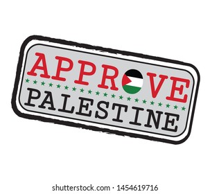 Vector Stamp for Approve logo with Palestine Flag in the shape of O and text Palestine. Grunge Rubber Texture Stamp of Approve from Palestine.