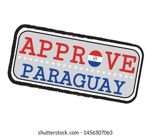 Vector Stamp for Approve logo with Paraguayan Flag in the shape of O and text Paraguay. Grunge Rubber Texture Stamp of Approve from Paraguay.