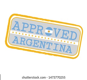 Vector Stamp of Approved logo with Argentina Flag in the shape of O and text Argentina. 