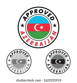 Vector Stamp of Approved logo with Azerbaijan Flag in the round shape on the center