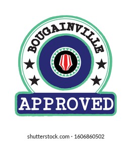 Vector Stamp of Approved logo with Bougainville flag in the round shape on the center. 