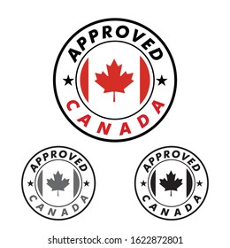 Vector Stamp of Approved logo with Canada Flag in the round shape on the center