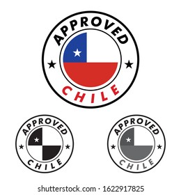 Vector Stamp of Approved logo with Chile Flag in the round shape on the center