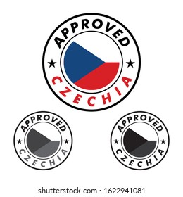 Vector Stamp of Approved logo with Czechia Flag in the round shape on the center