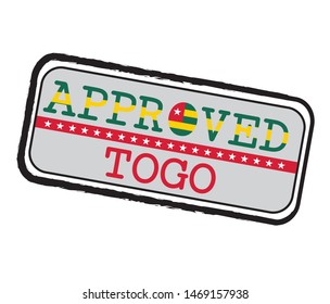 Vector Stamp of Approved logo with Togolese Flag in the shape of O and text Togo.