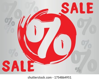 Vector stamp background with red circle and percentages. 