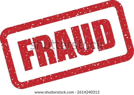 Vector stamp with “FRAUD” in bold, warning style. Used to label dishonest or illegal actions. Suitable for finance, law, cybersecurity, and awareness materials