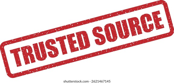 Vector stamp with “TRUSTED SOURCE”, denoting reliable, fact-based information from a credible origin, perfect for data or commentary validation