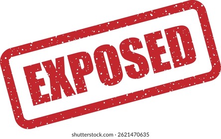 Carimbo vetorial exibindo "EXPOSED", comumente usado on-line para indicar que as mentiras, segredos ou irregularidades de alguém foram revelados publicamente
