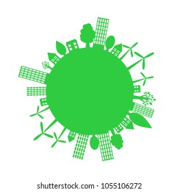 Vector stamp for Earth day. Green planet