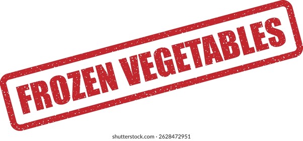 Vector stamp featuring the text “FROZEN VEGETABLES.” Perfect for labeling packaging, inventory tags, and cold-chain logistics for frozen plant-based goods. Helps communicate freshness and proper stora